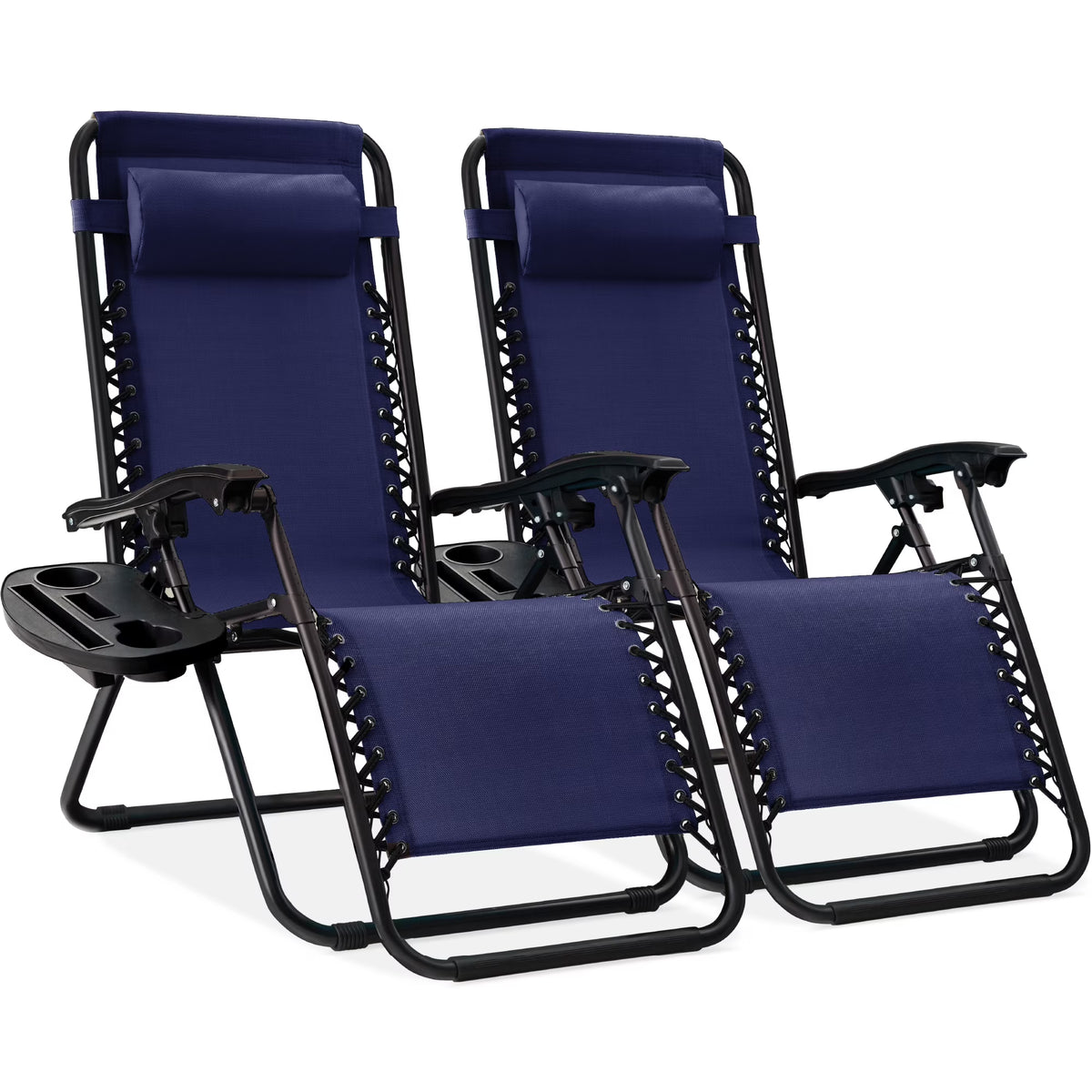 Best Choice Products Set of 2 Zero Gravity Lounge Chair Recliners for Patio, Pool w/ Cup Holder Tray - Gray