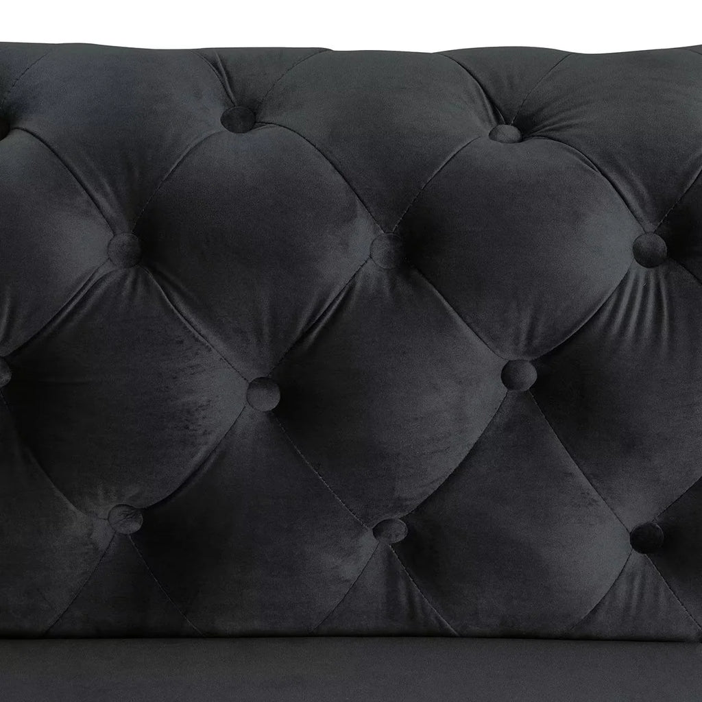 Morden Fort Modern Contemporary 2 Piece of Loveseat and Sofa Set with Deep Button Tufting Dutch Velvet, Solid Wood Frame and Iron Legs-Black