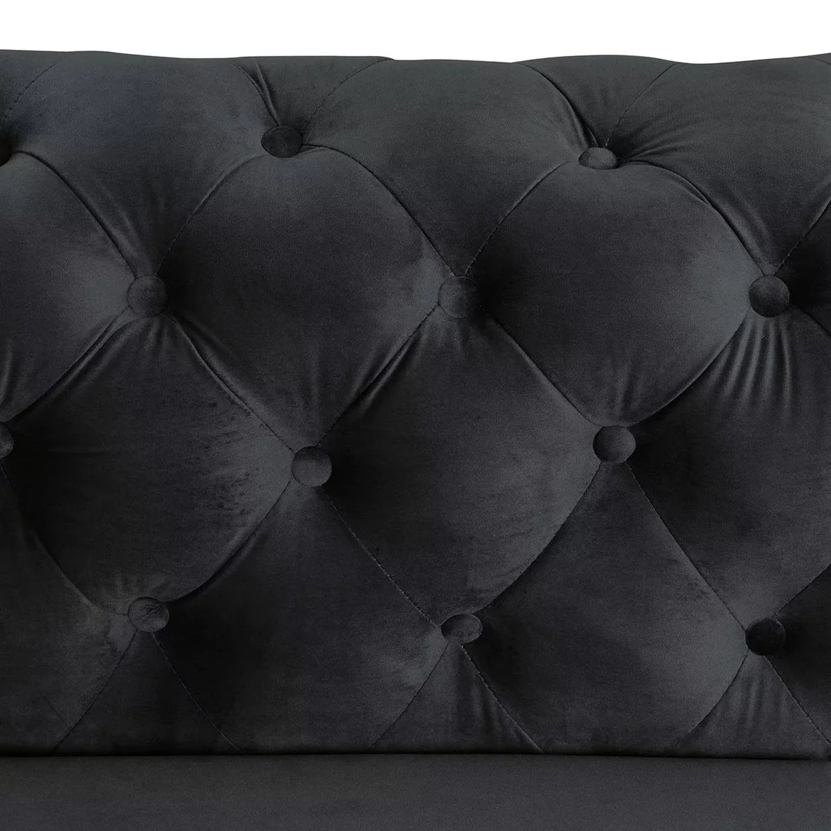 Morden Fort Modern Contemporary 2 Piece of Loveseat and Sofa Set with Deep Button Tufting Dutch Velvet, Solid Wood Frame and Iron Legs-Black