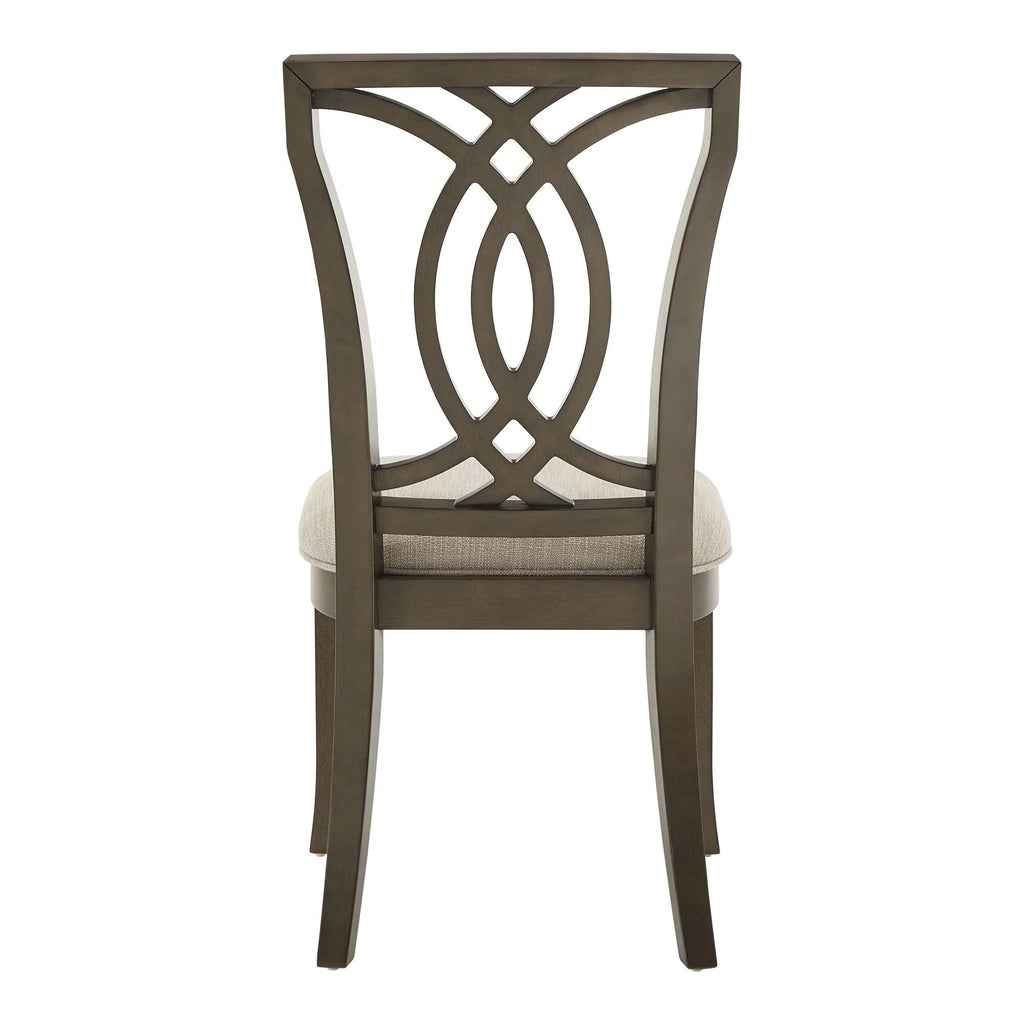 Weston Home Rococo Wood Upholstered Dining Chairs, Set of 2, Beige Fabric, Dark Walnut Finish, Side Chair