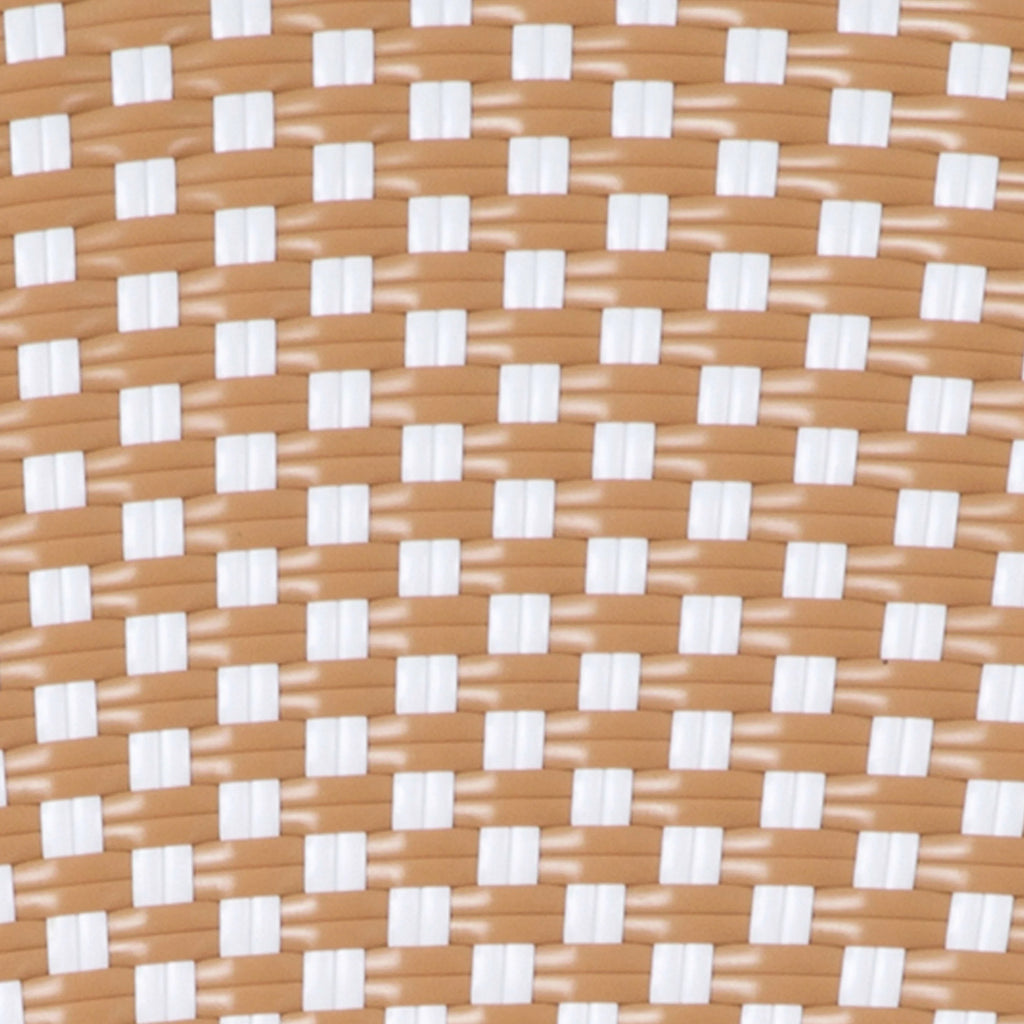 Merrick Lane Stacking Thonet French Bistro Style Chair with Arms, Black & White PE Rattan Seat, and Bamboo Finished Metal Frame for Indoor/Outdoor Use