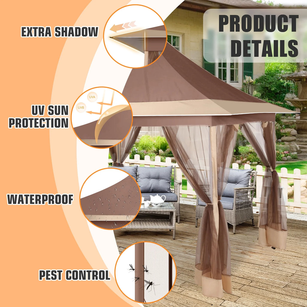 HOTEEL 12x12 EZ Pop Up Gazebo Tent with Sidewalls,Patio Gazebo Instant Shelter for Outdoor Party Camping Backyard Beach with Carry Bag,Stakes,Ropes,Gray