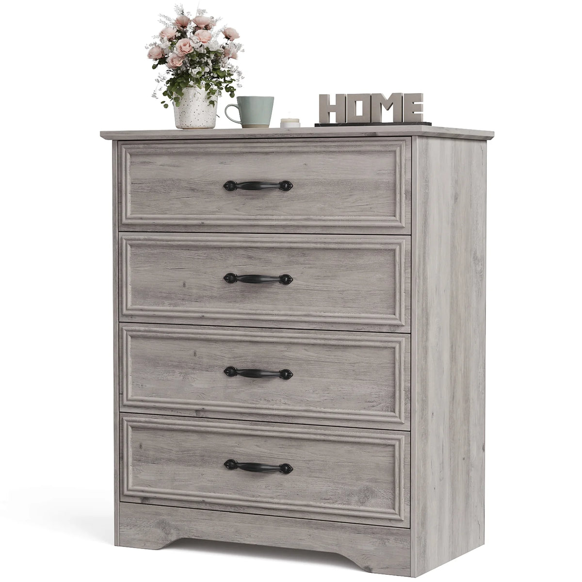 Duerer Modern Drawer Dresser for Bedroom, Living Room, Hallway, Dresser Chest with 4 Drawers, Black