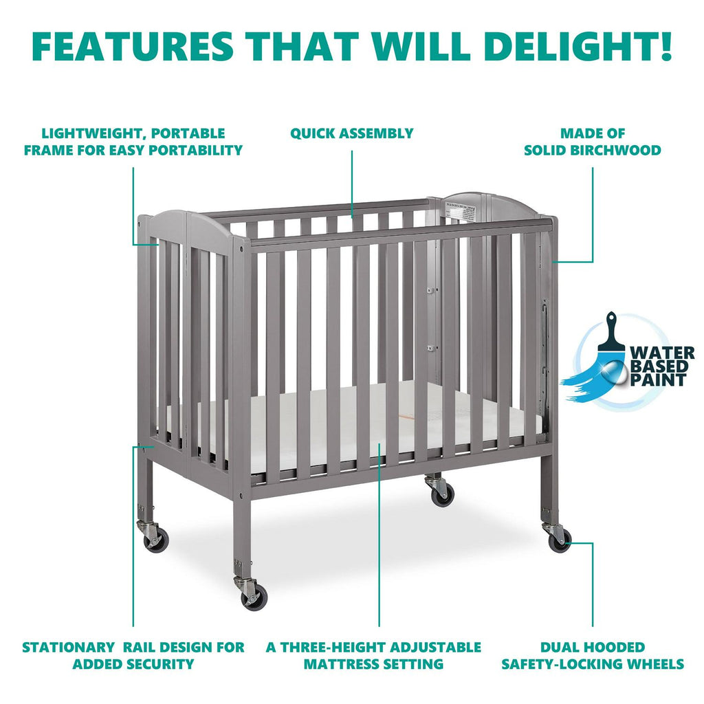 Dream On Me 3-in-1 Portable Crib Gray