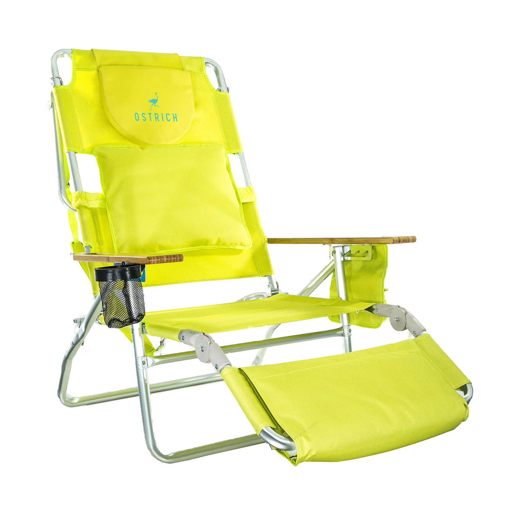 Ostrich Deluxe 3N1 Lightweight Outdoor Beach Lounge Chair w/Footrest, Pink