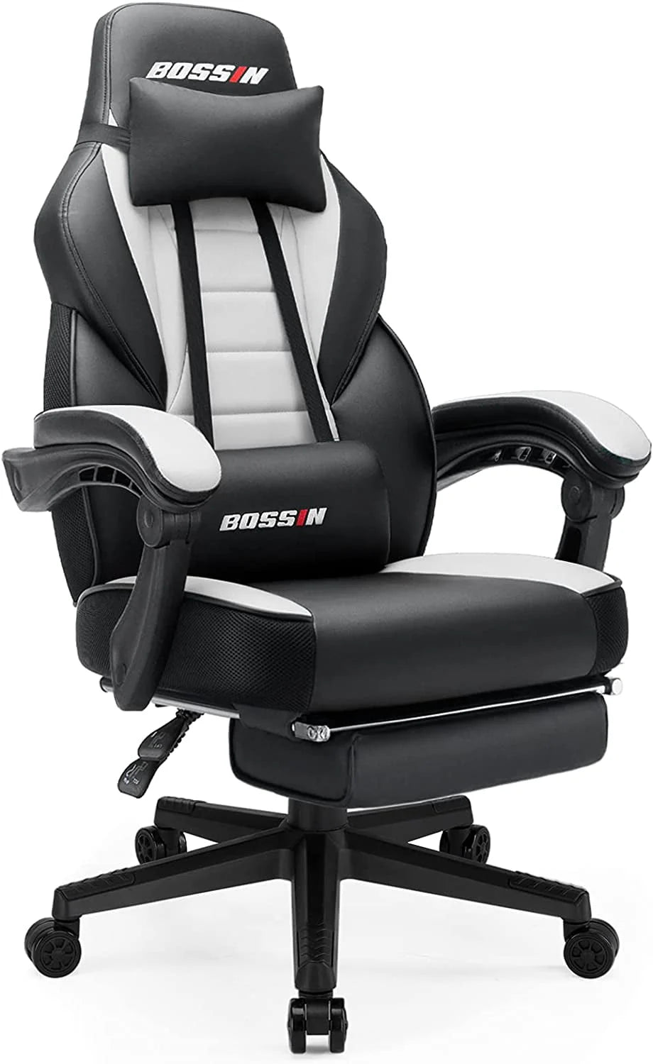 Bossin Gaming Chairs with Footrest,2022 Leather Game Chair for Adults,Big and Tall Gamer Chair with Headrest and Lumbar Support