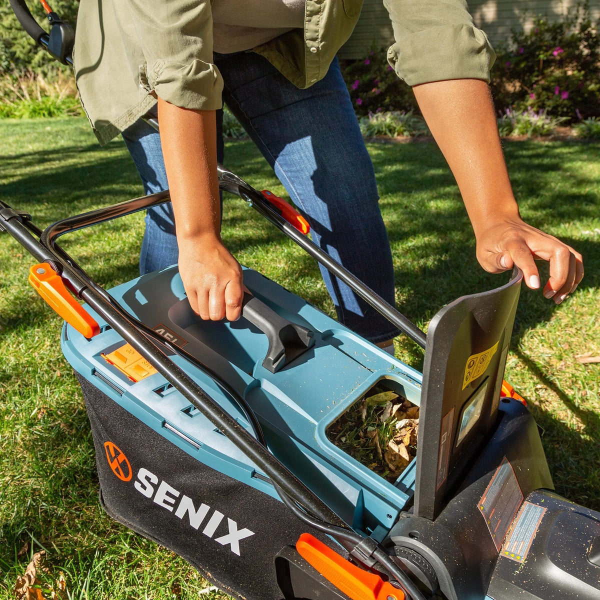 SENIX 58V Max* 15-inch Cordless Brushless Lawn Mower, 2.5 Ah Lithium-Ion Battery and Charger Included, LPPX5-L