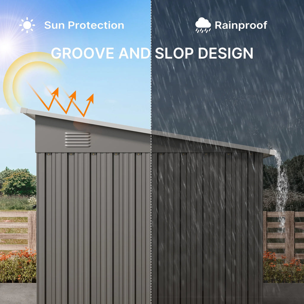 6x4 ft Outdoor Storage Shed with Double Lockable Doors - Weather-Resistant Garden Shed in Gray