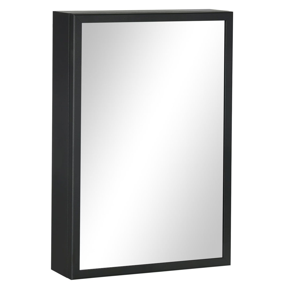 Compact Wall Cabinet, Black Single Door Medicine Cabinet with Mirror & Shelves for Bathroom or Home