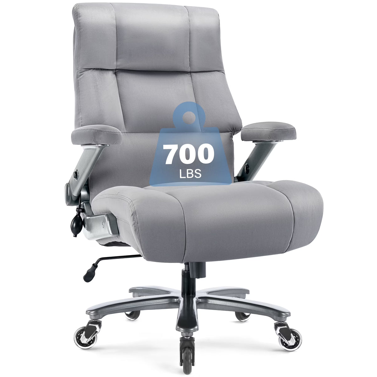Big and Tall 700lbs Office Chair, Ultra-Soft Fabric Executive Desk Chair, Ergonomic Computer Chair with 3D Flip Up Arms, Adjustable Lumbar Support, Heavy Duty Metal Base and Quiet Rubber Wheel, Black
