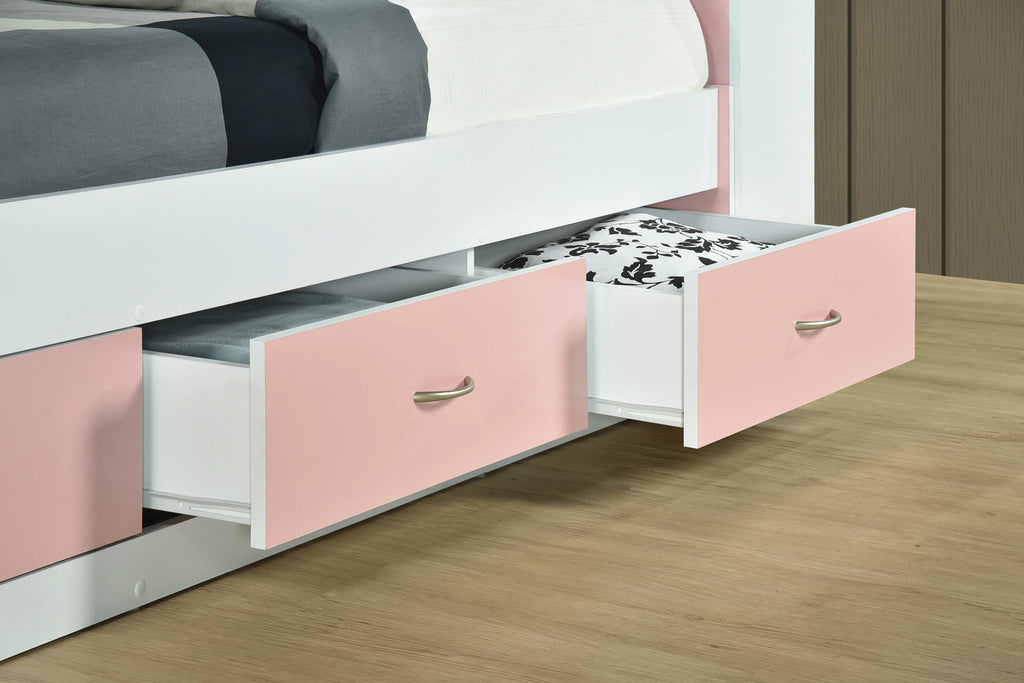 Hodedah Twin-Size Captain Bed with 3-Drawers and Headboard in White