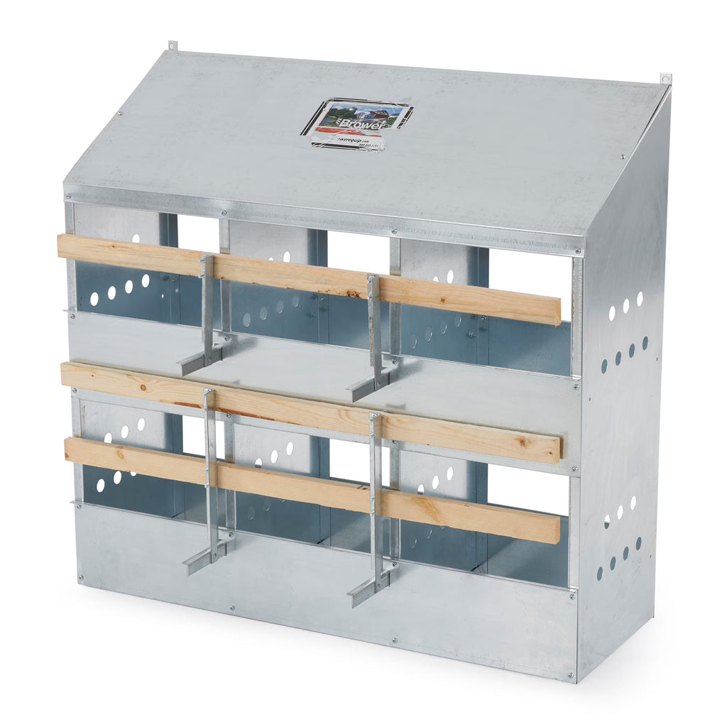 Brower Galvanized Steel 6 Hole 30 Bird Poultry Nest Chicken Brooding Box