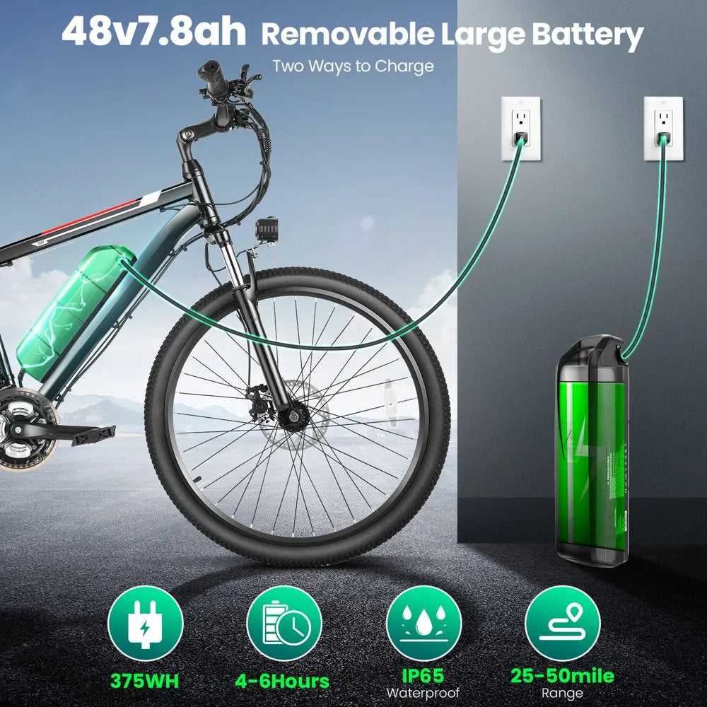 500W Electric Bike 26" Electric Bicycle for Adults with Cruise Control System Ebike