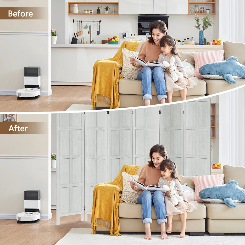 Aletheiawu 4 Panel Room Divider Wall and Folding Privacy Screens��No Installation Required��White