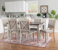 Powell Drew 7-Piece Farmhouse Acacia Dining Table with Chairs, White/Gray