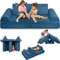 Tolead Play Couch for Kids Imaginative Furniture,6 pcs Kids Couch, Modular Sectional Sofa, Playhouse Play Set for Toddlers Babies, Girls and Boys Playroom Floor Sofa, Large, Navy Blue