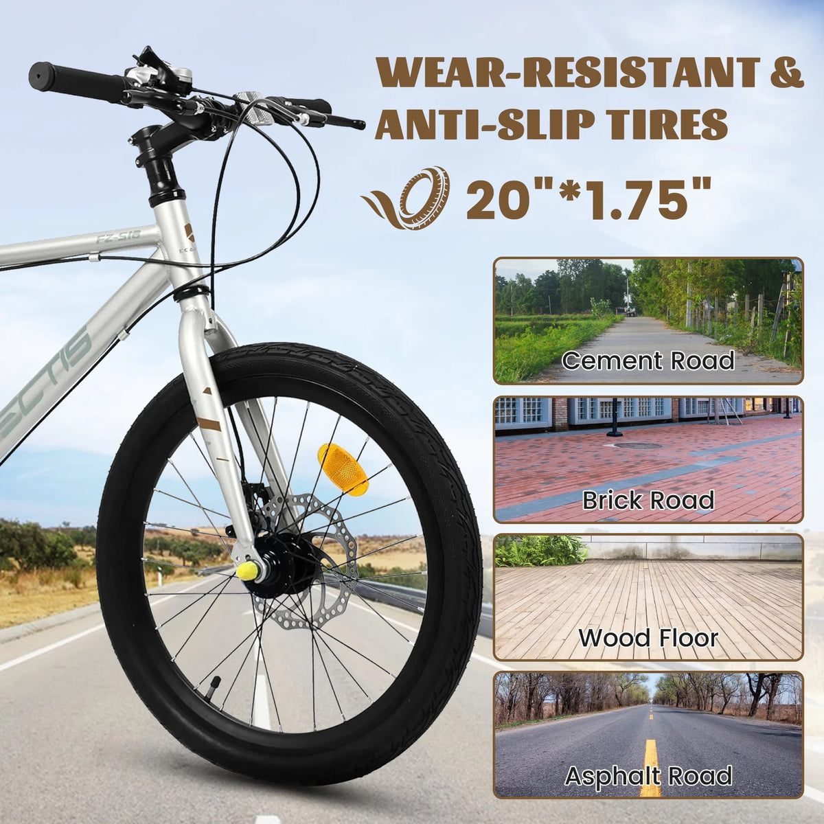 20 Inch Kids Bike for Boys Girls, 7-Speed Children Road Bike with Steel Frame and Dual Disc Brakes, Kids Road Bicycle for Ages 6-12 Years Old Birthday Gift, Silver