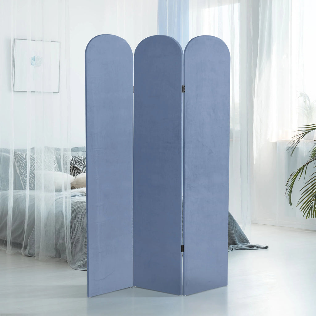 6 ft. Classic Arch Velvet Room Divider Lilac 3 Panel