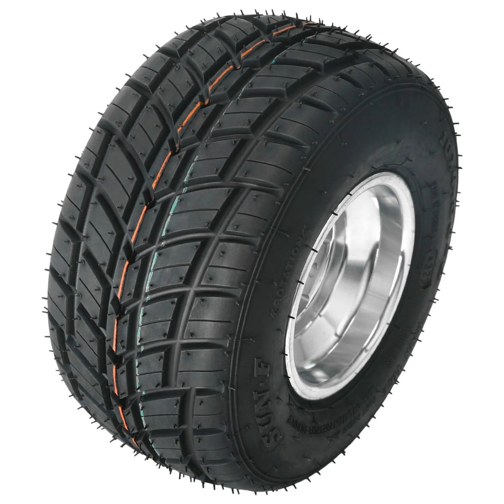High Performace Go Kart Tire and Rim, 10x4.50-5 Go Kart Front Wheel and Tire Fit Bolt Pattern 48mm w/ 3 Holes for Go Kart Drift Trike Buggy Racing Cart, Non-Slip Tread, Aluminum Alloy Rim (2)