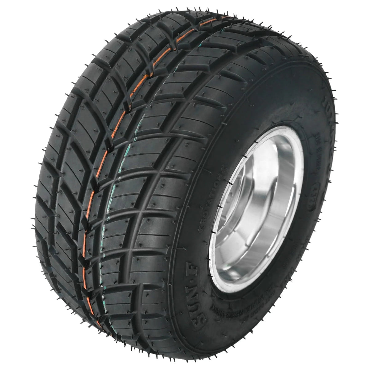 Set 4 Go Kart Tires and Rims, 10x4.50-5 Front Tubeless Tires Rims, 11x7.10-5 Rear Tires Rims, Go Cart Wheels and Tires Fit Bolt Pattern 58 mm with 3 Holes Drift Trike, Buggy Lawn Mower