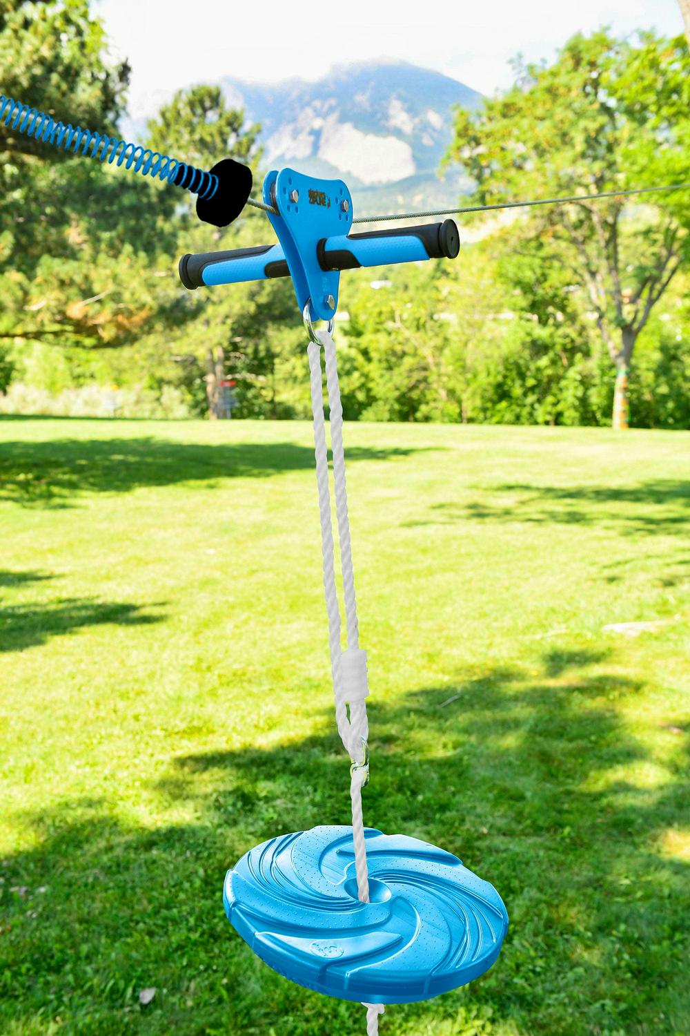Slackers 70′ Zipline System with Seat and Bonus Spring Brake System including Premium Zip Line Safety Features