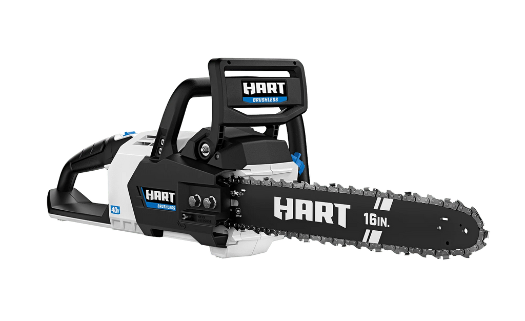 HART 40-Volt 16-inch SUPERCHARGE Battery-Powered Brushless Chainsaw Kit, (1) 4.0 Ah Lithium-Ion Battery