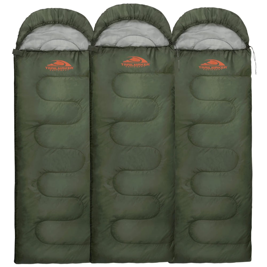 10 Pack Bulk Wholesale of Cold Weather Hooded Sleeping Bags for Adults, Kids, Homeless, Camping, Indoors, Outdoors - 10 Count Hooded Sleeping Bags in Black 71"L x 30"W