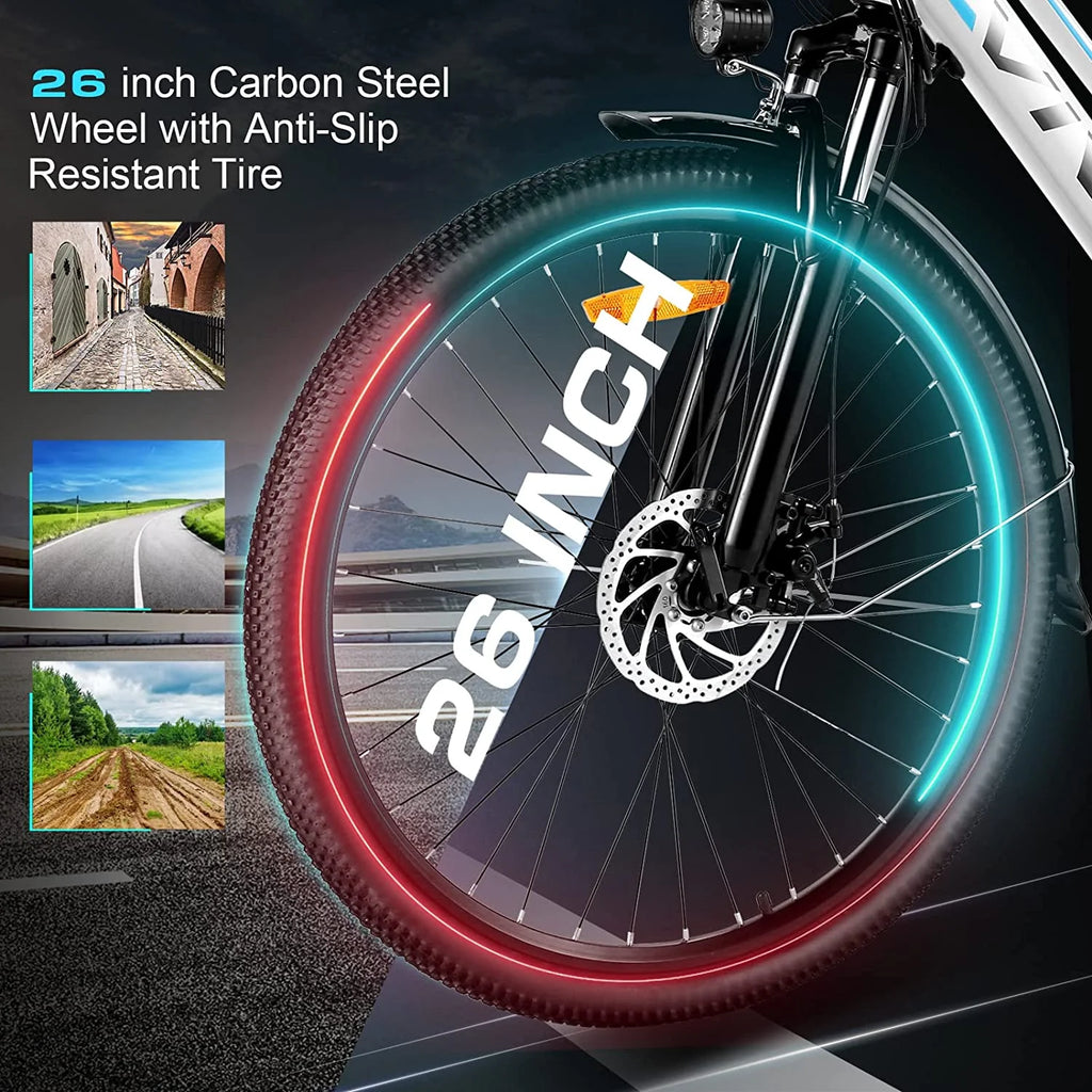 Vivi Electric Bike 26" City Commuter Electric Bike 48V 500W Step-Through Electric Bike 19.8MPH Electric Cruiser Bike Beach Bike with Cruise Control, UL2849 Certified
