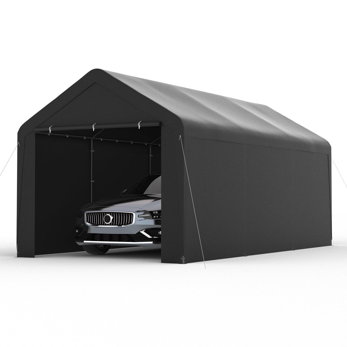 GOJOOASIS Carport, 10 x 20 Heavy Duty Carport Canopy with Removable Sidewall, Water-Resistant Portable PE Garage with All-Season Tarp Beige