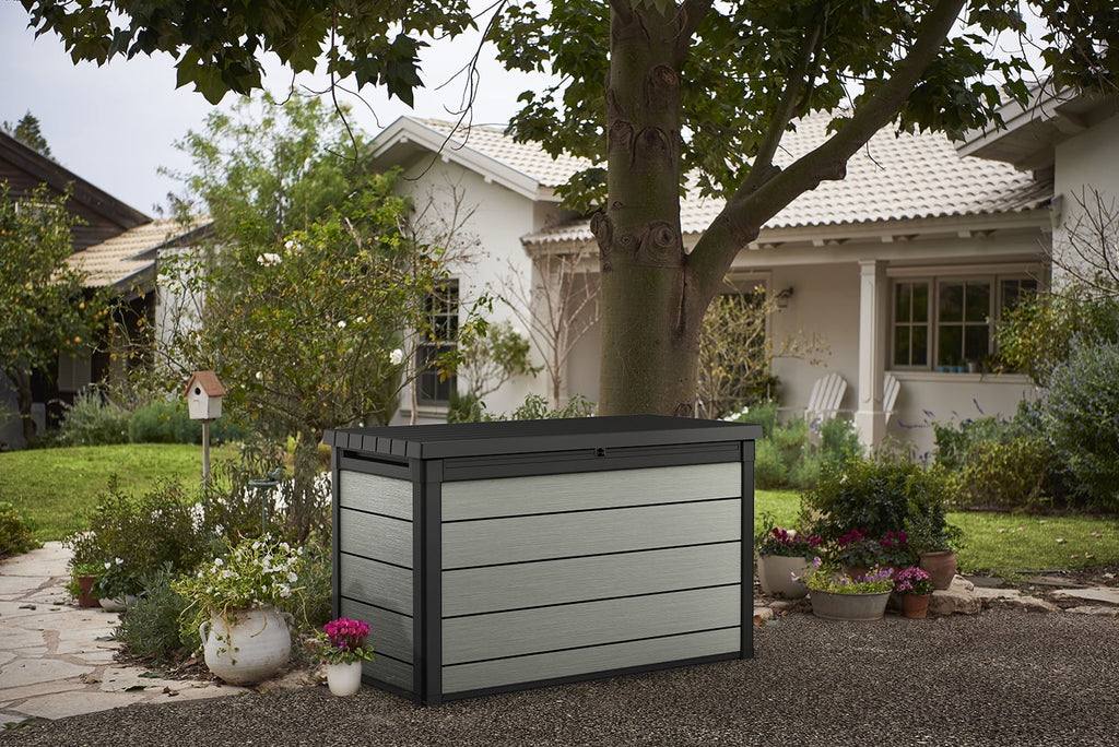 Keter Denali Grey 200 Gallon Durable Resin Outdoor Storage Deck Box Ideal Store Garden Tools and Pool Toys, Grey