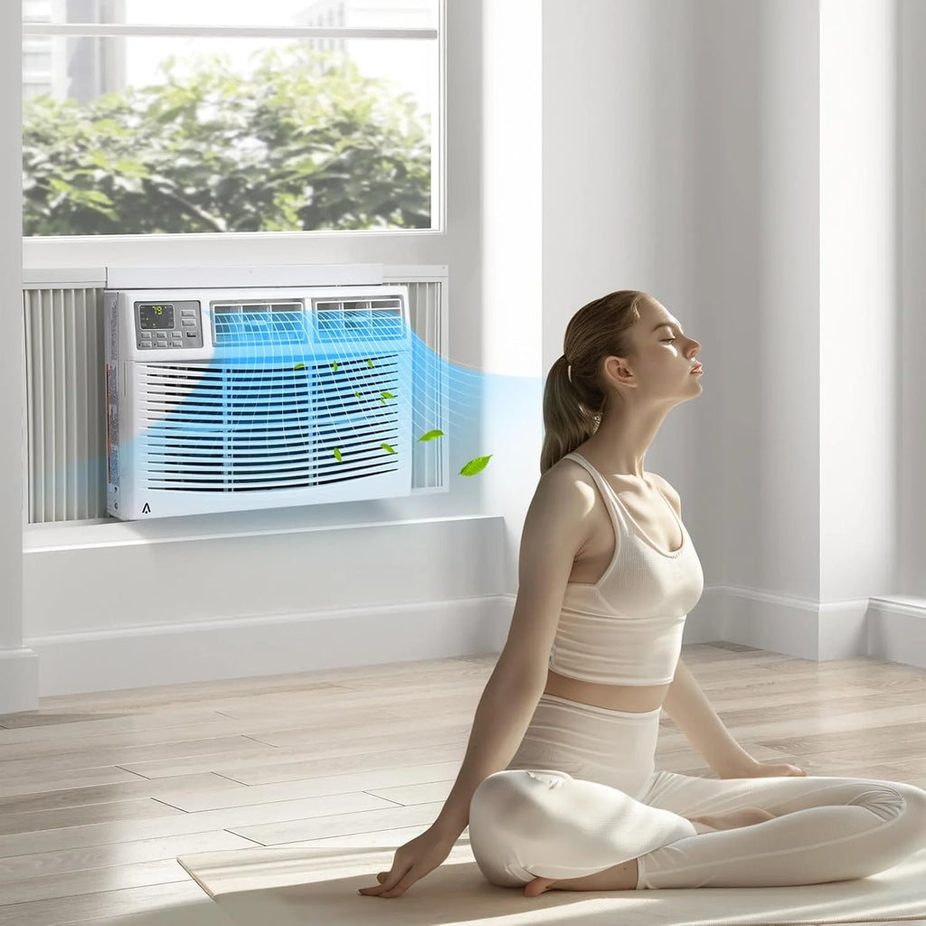 12000btu Window Air Conditioner With Wi-fi Enabled, Remote Control, Cooling Up To 550sq.ft, 115v Wall Mounted Window Ac Units For Rooms, Dehumidifier, Fan, Reusable Filter