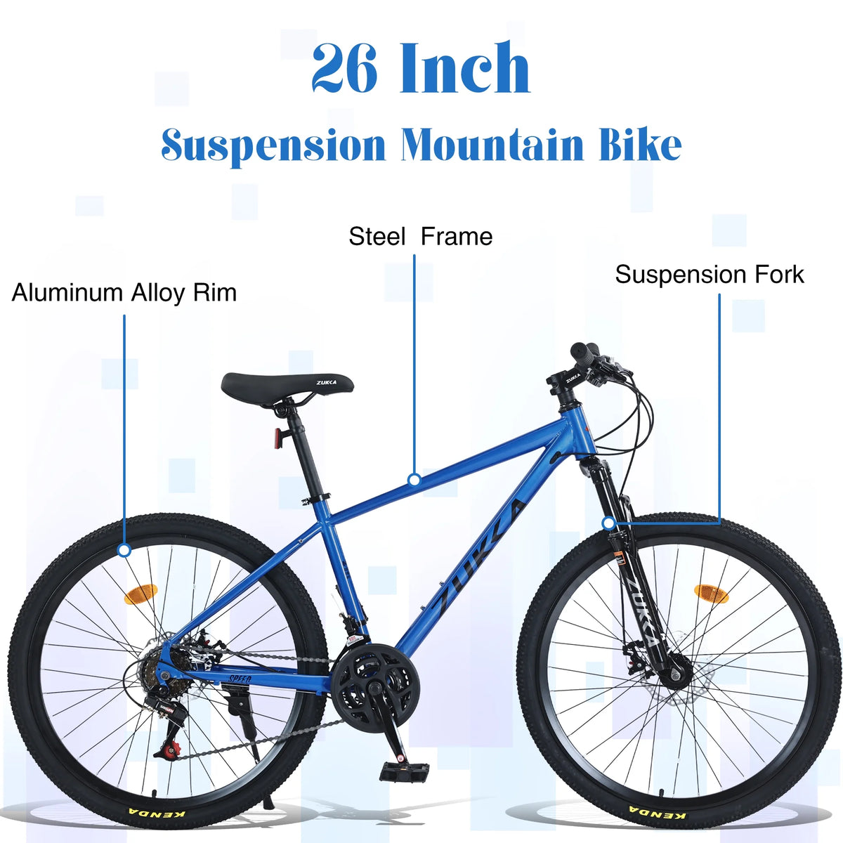 Aukfa 26" Mountain Bike for Men/Women,24 Speed Adult Bicycle Suspension Fork,Fits Riders 5'4" - 6'2"Red