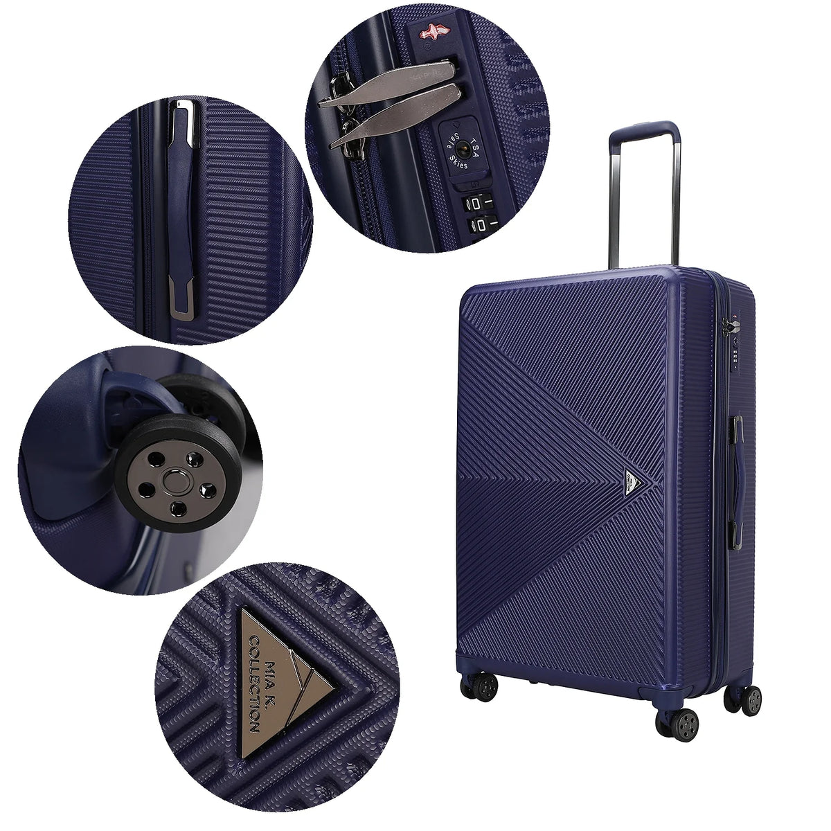 MKF Collection Felicity Extra Large & Large Hardside Luggage 2 pcs, Luxurious Travel Suitcase by Mia K - Rose Gold