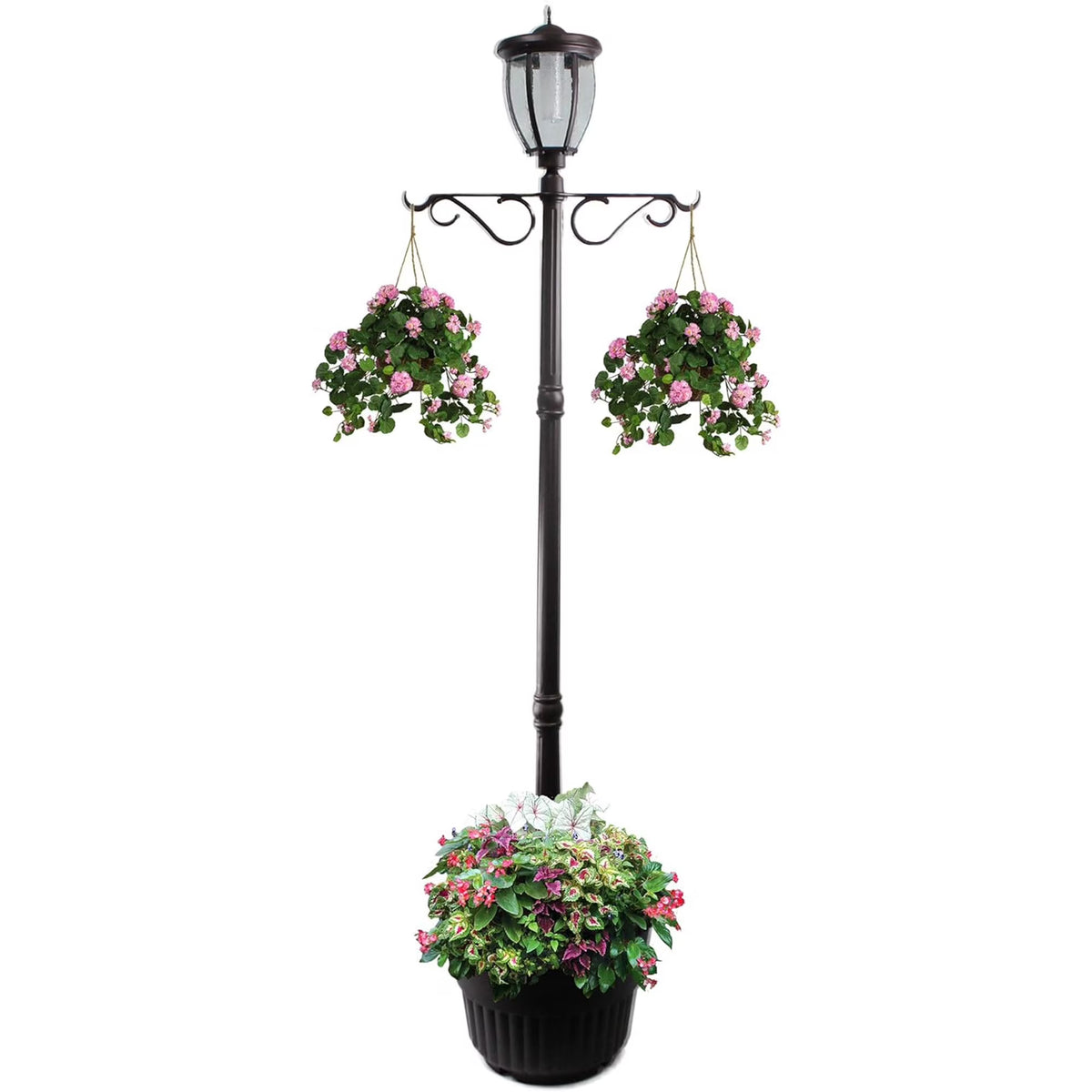 Sun-Ray Kenwick 7 Foot Single Head Solar Lamp Post & Planter, Bronze