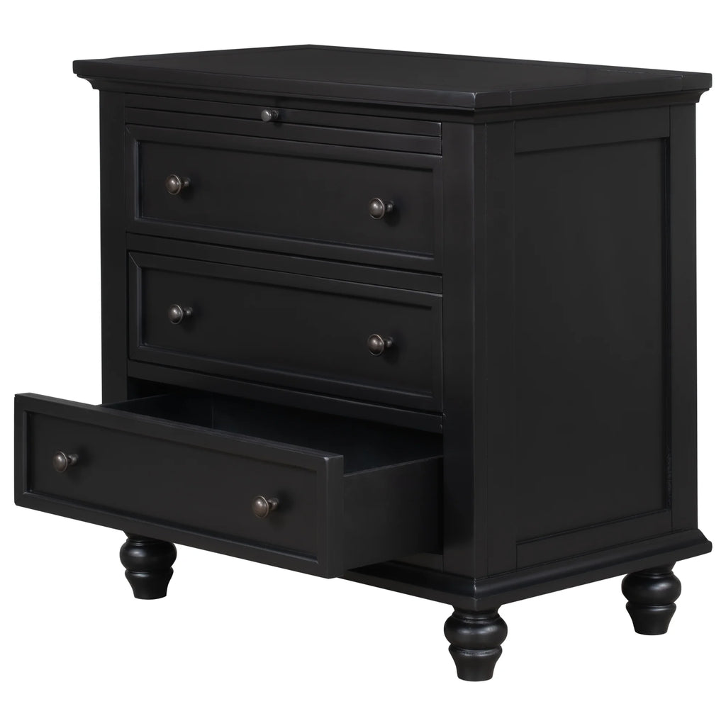 EUROCO 28�� Larger Solid Wood 3-Drawer Side Table Nightstand, End Table with Pull out Tray for Bedroom, Living Room, Hallway, Entryway,White