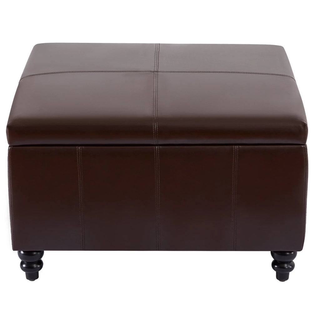 HUIMO Large Square Storage Ottoman Bench, 30-inch Wide Storage Bench Coffee Table with Tufted Oversized, for Living Room (Beige)