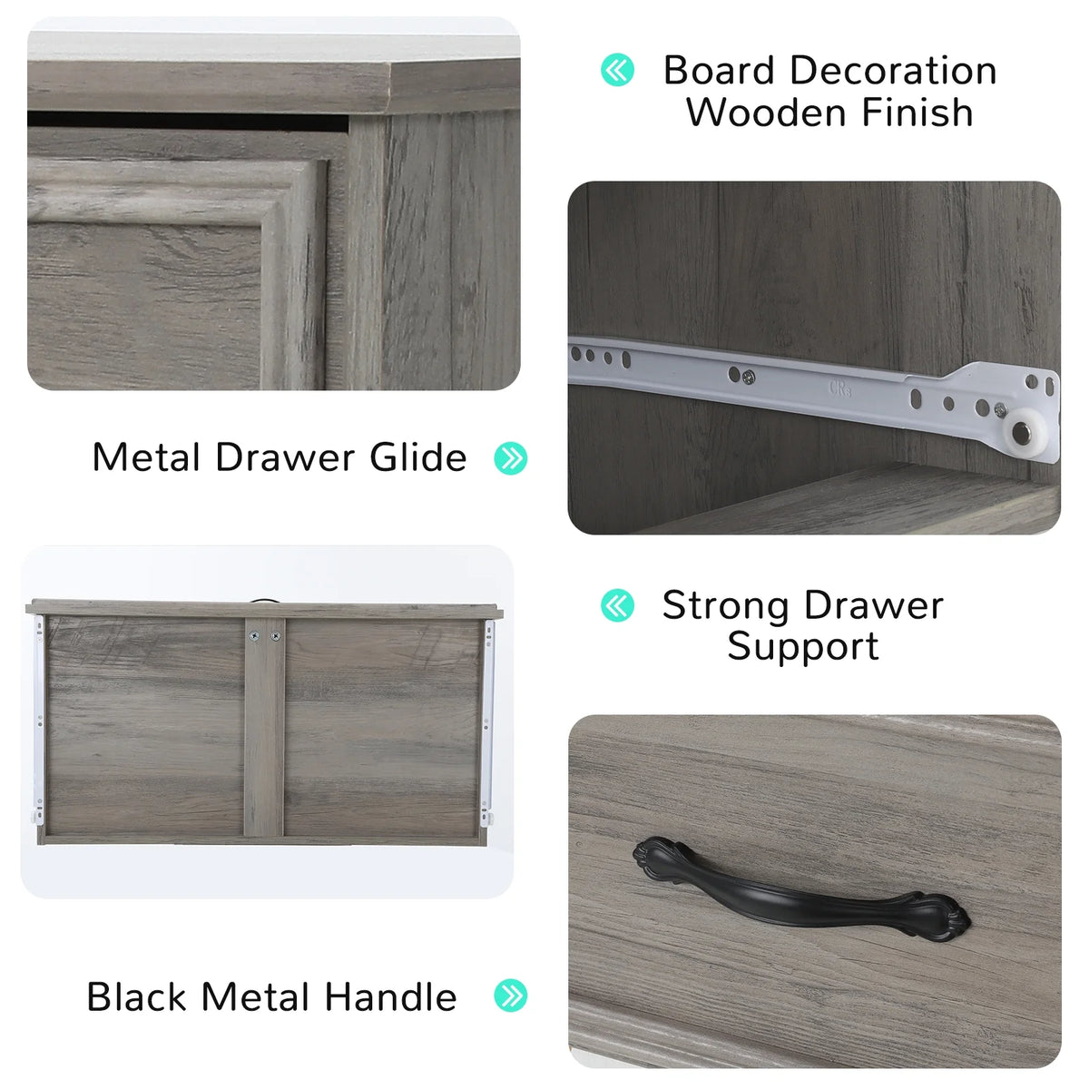 LGHM 4 Drawer Dresser, Modern Wood Chest Dresser for Bedroom Livingroom Gray