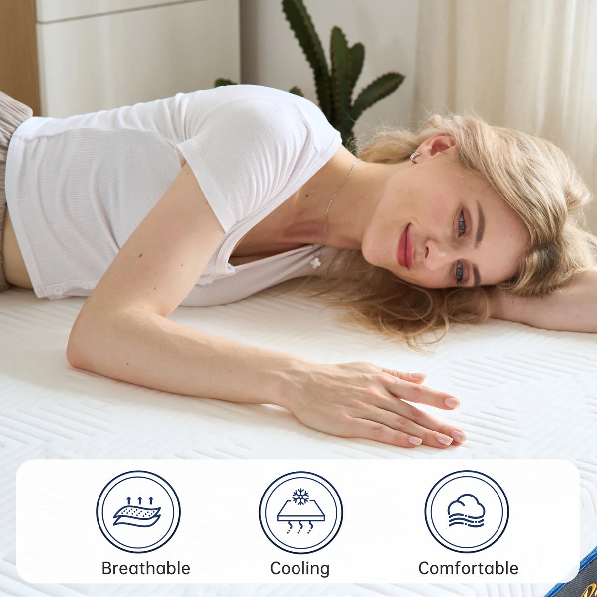 BabyQueen Twin Size Mattress 6" Medium Firm Gel Memory Foam Twin Mattress for Pressure Relief, Bed in a Box, Breathable Cooling Layers, Certified Safe Materials