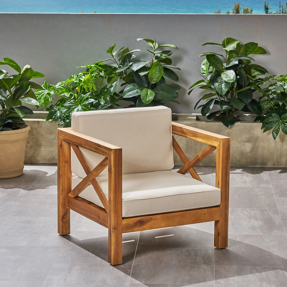 Outdoor Acacia Club Chairs