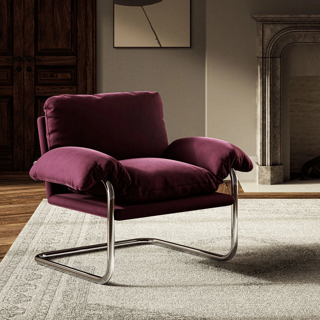 Accent Chair, Brown, Velvet, Living Room Lounge Cafe Lobby Hospitality Restaurant, Modern Contemporary, HB37765