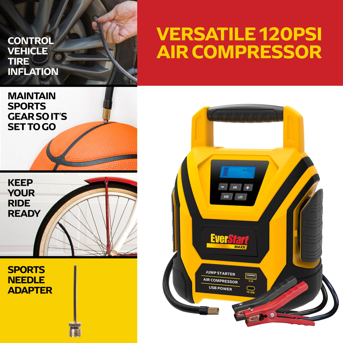 EverStart 1600 Amp Lithium Jump Starter with Air Compressor
