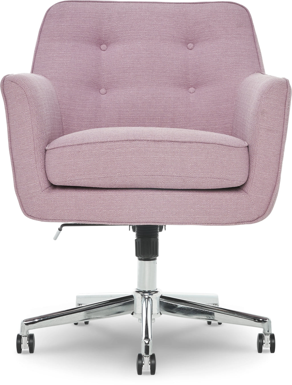 Serta Ashland Office Desk Chair, Button Tufted Mid-Back, Memory Foam Cushion, Chrome Swivel Base, Lilac Twill Fabric