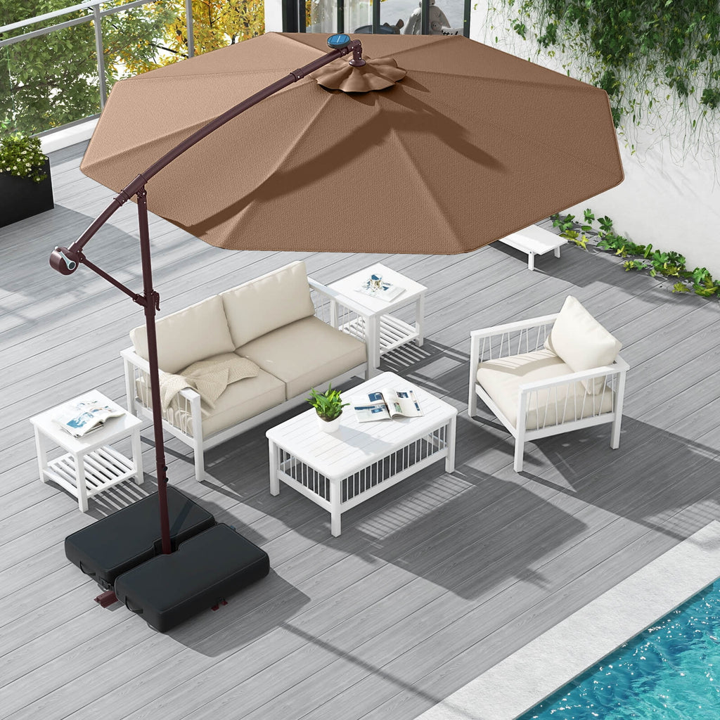 Costway 98.40" Navy Cantilever Patio Umbrella, Base-Included