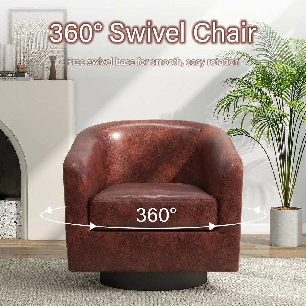 DREAMSIDEA Swivel Barrel Accent Chair for Living Room, Modern Upholstered Round Club Armchair-Cream