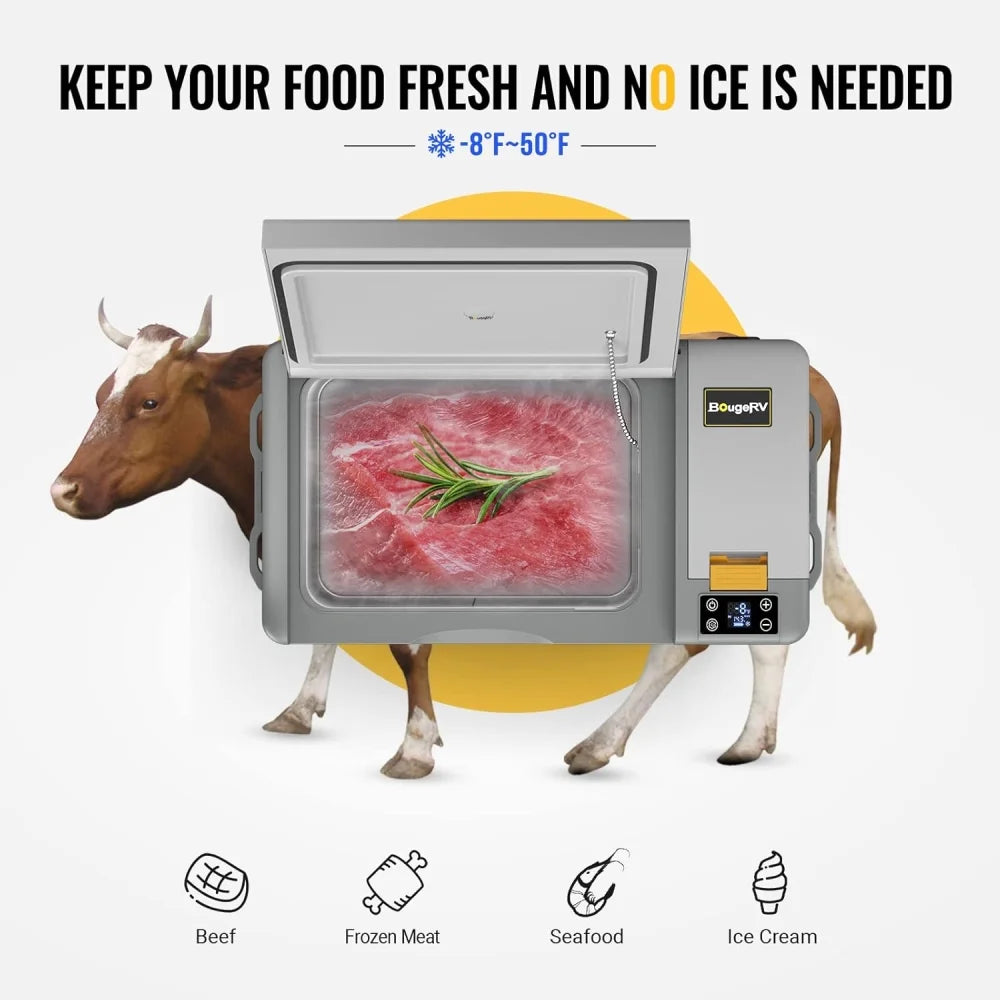 BougeRV Portable Car Refrigerator CRPRO 21 Qt, 12 Volt Fridge Compressor Freezer with -8�H~50�H Cooling Range, 12V/24 DC & 110-240 AC for RV Truck Vehicle Boat Outdoor & Home Use Black