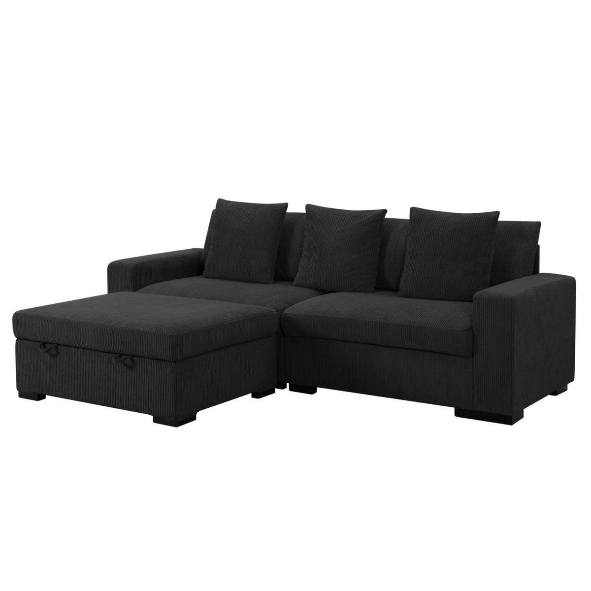 Gewnee 103.5-Inch Modular Corduroy Sofa Set with Solid Wood Legs, High-Density Foam, Suitable for Living Room/Bedroom/Office