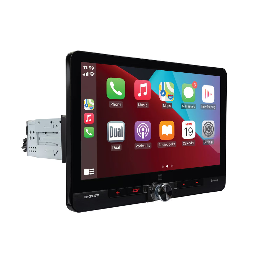 Dual Electronics 10.1" Touchscreen Car Stereo Receiver with Wireless Apple CarPlay & Android Auto �C Includes Single & Double DIN Adapters, Bluetooth, USB �C DMCPA10W (New)