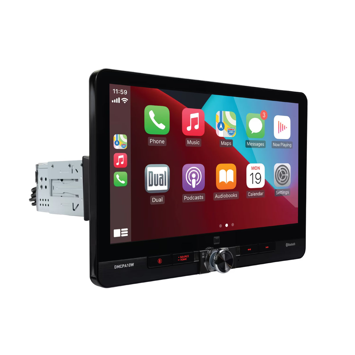 Dual Electronics 10.1" Touchscreen Car Stereo Receiver with Wireless Apple CarPlay & Android Auto �C Includes Single & Double DIN Adapters, Bluetooth, USB �C DMCPA10W (New)