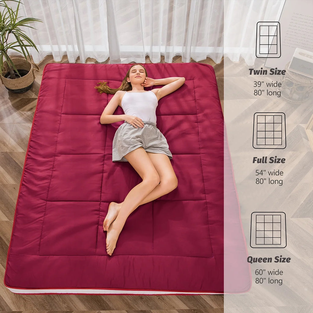 Futon Mattress, Padded Japanese Floor Mattress Quilted Bed Mattress Topper, Extra Thick Folding Sleeping Pad, Dark Grey, Twin
