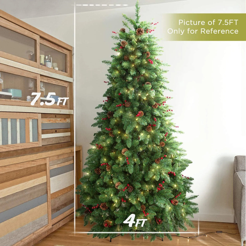 Jostyle 4.5FT Pre-Lit Christmas Tree, Decorated with 300 Clear Lights and Realistic 516 Thicken Tips